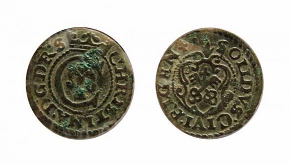 szeląg 1641 Krystyna Waza Ryga (1)