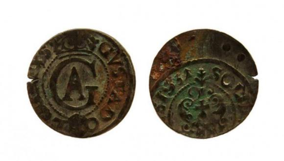 Szeląg 1631 Gustaw Adolf Ryga (1)