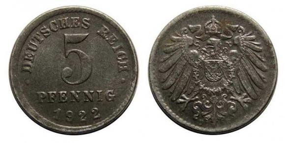 5 fenigów 1922 Republika Weimarska (1)