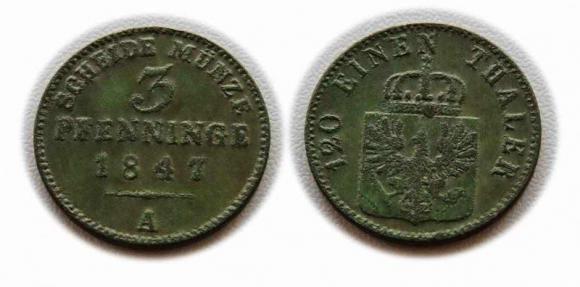 3 fenigi 1847 Prusy Berlin (1)