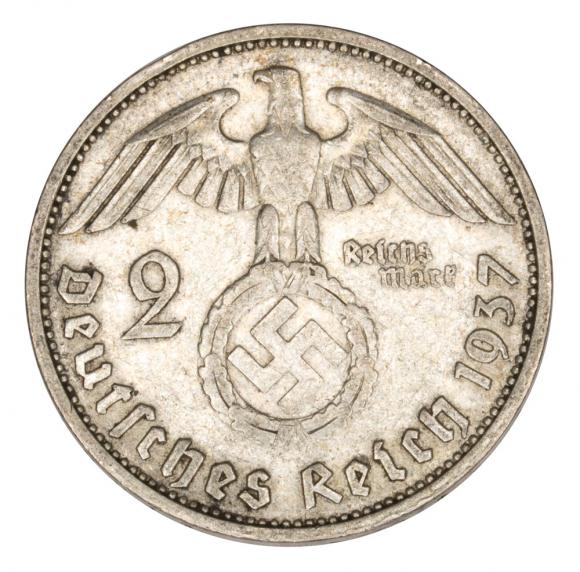2 mark 1937 Paul von Hindenburg / Prussian eagleGermany Stuttgart F (2)