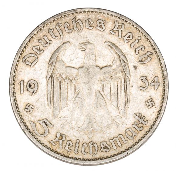 5 mark 1934 Paul von Hindenburg / Prussian eagleGermany Karlsruhe G