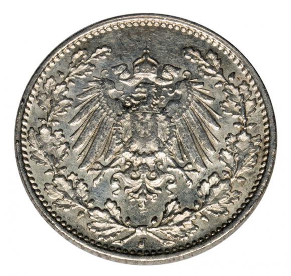 1/2 mark 1915 J Wilhelm II Germany Hamburg