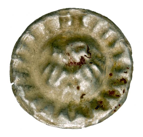 Brakteat eagle with radiant lines around Frederick II Germany Brandenburg Havelberg (2)