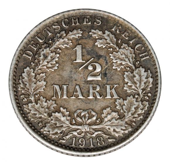 1/2 mark 1918 Wilhelm II, Prussia Berlin
