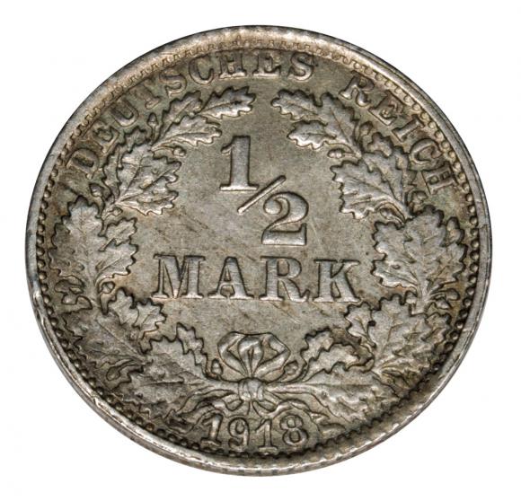 1/2 mark 1918 Wilhelm II, Prussia Stuttgart