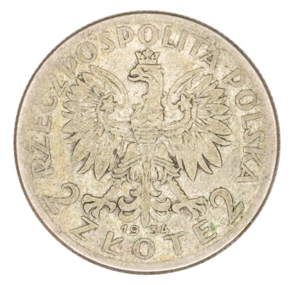 2 zlote 1934  Woman's Head Second Polish Republic Warsaw (2)
