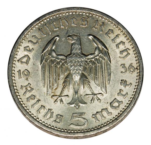 5 mark 1936 A Paul von Hindenburg / prussian eagle Berlin
