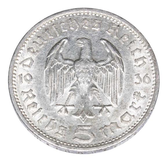 5 mark 1936  Germany Berlin Paul von Hindenburg A (2)