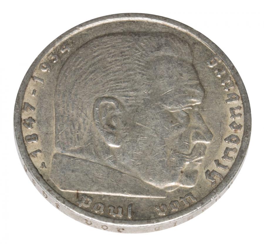 5 Deutsche Reichsmark 1936 Paul Von Hindenburg Wert 5 mark 1936 Paul von Hindenburg Germany Berlin