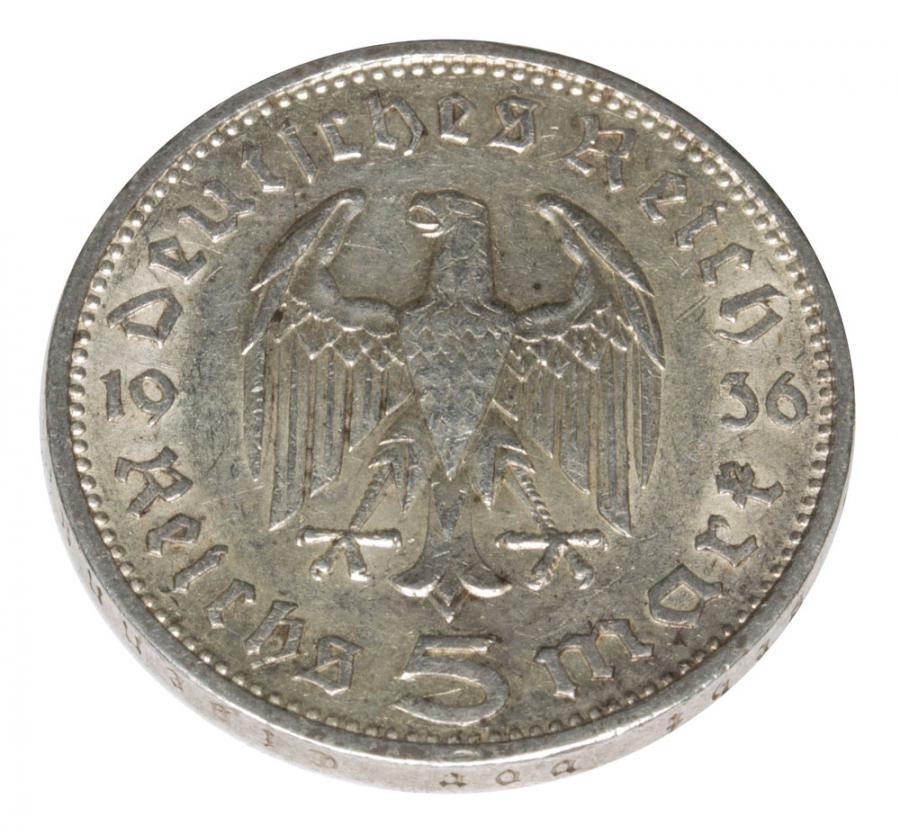 5 Deutsche Reichsmark 1936 Paul Von Hindenburg Wert 5 mark 1936 Paul von Hindenburg Germany Berlin