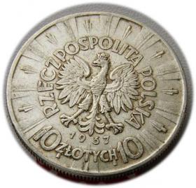 Picture 2 for: 10 złotych 1937 Józef Piłsudski Warszawa