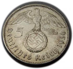 Picture 2 for: 5 marek 1936 Paul von Hindenburg / swastyka Berlin