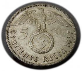 Picture 2 for: 5 marek 1937 Paul von Hindenburg / swastyka Berlin
