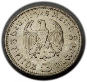 Picture 2 for: 5 mark 1936 A Paul von Hindenburg / prussian eagle Berlin