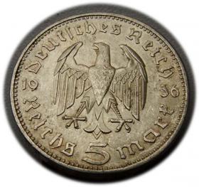 Picture 2 for: 5 mark 1936 A Paul von Hindenburg / prussian eagle Berlin