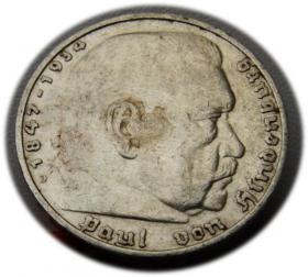 Picture for: 5 mark 1936 D Paul von Hindenburg / prussian eagle Munich