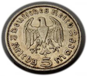 Picture 2 for: 5 mark 1936 E Paul von Hindenburg / prussian eagle Muldenhutten