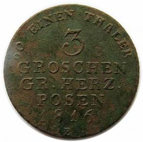 Picture for: 3 groschen 1816 Grand Duchy of Posen Poznan