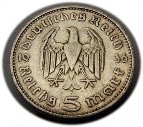 Picture 2 for: 5 marek 1936 Paul von Hindenburg / orzeł pruski Stuttgart