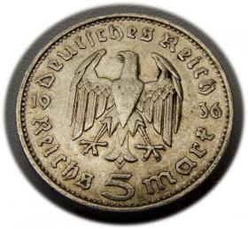 Picture 2 for: 5 marek 1936 Paul von Hindenburg / orzeł pruski Stuttgart
