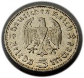 Picture 2 for: 5 marek 1936 Paul von Hindenburg / orzeł pruski Hamburg