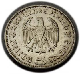 Picture 2 for: 5 mark 1935 A Paul von Hindenburg / prussian eagle Berlin