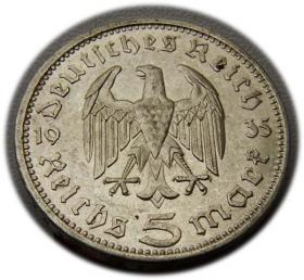 Picture 2 for: 5 mark 1935 A Paul von Hindenburg / prussian eagle Berlin