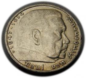 Picture for: 5 mark 1935 D Paul von Hindenburg / prussian eagle Munich