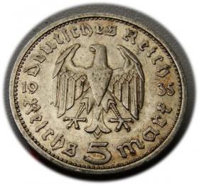 Picture 2 for: 5 mark 1935 E Paul von Hindenburg / prussian eagle Muldenhutten