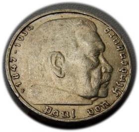 Picture for: 5 mark 1935 F Paul von Hindenburg / prussian eagle Stuttgart
