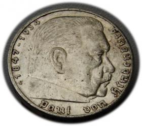 Picture for: 5 mark 1935 G Paul von Hindenburg / prussian eagle Karlsruhe