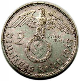 Picture 2 for: 2 mark 1938 D Paul von Hindenburg Munich