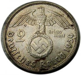 Picture 2 for: 2 marki 1939 Paul von Hindenburg / swastyka Monachium