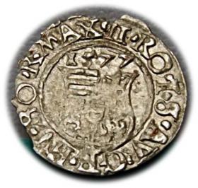 Denar 1577 Maksymilian II Habsburg Węgry