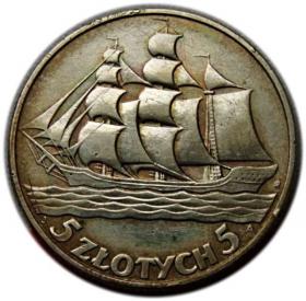 Picture for: 5 złotych 1936 II RP Żaglowiec