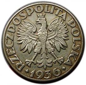 Picture 2 for: 5 złotych 1936 II RP Żaglowiec
