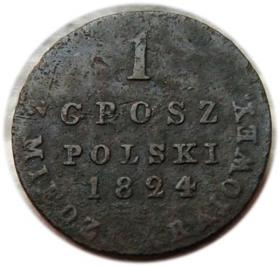 Picture for: 1 grosz 1824 Aleksander I Romanow Królestwo Polskie pod zaborem, Warszawa
