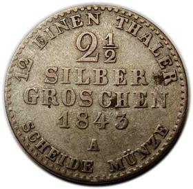 2 1/2 srebrnego grosza 1843 Fryderyk Wilhelm IV Prusy Berlin