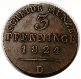 Picture for: 1 fenig 1824 Fryderyk Wilhelm III Prusy Dusseldorf