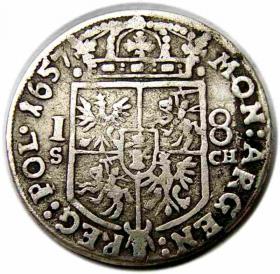 Picture 2 for: 1/4 thaler ort 18 groschen 1657 John Casimir Krakow