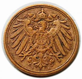 Picture 2 for: 1 Pfennig 1899 Wilhelm II Hohenzollern German Empire Berlin