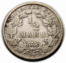 Picture for: 1/2 mark 1909 E Wilhelm Germany Muldenhutten