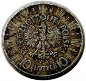 Picture 2 for: 10 zlotych 1935 Jozef Pilsudski II Republic of Poland Warsaw