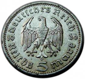Picture 2 for: 5 marek 1936 Paul von Hindenburg / orzeł pruski Berlin
