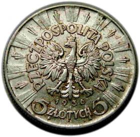 Picture 2 for: 5 złotych 1936 Józef Piłsudski II RP Warszawa