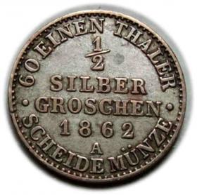 Picture 2 for: 1/2 silber groschen 1862 Wilhelm I Hohenzollern Prusy Berlin