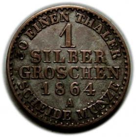 Picture 2 for: 1 silber groschen 1864 Wilhelm I Hohenzollern Prusy Berlin