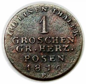 Picture for: 1 groschen 1816 Frederick William III Grand Duchy of Posen Wroclaw