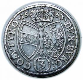 Picture 2 for: 3 kreuzer 1663 Sigismund Francis Austria Tyrol Hall
